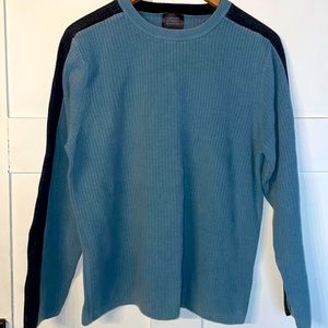 Vintage 90s Mercer Street Studio Ribbed Blue Gray Sweater Size Large